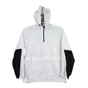 Mens Pennant Sportswear White & Black Pullover Windbreaker Hooded Jacket Size L